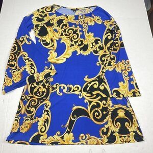 MSK Womens Shift Dress Link Print Flared Long Sleeve Casual Pullover SMALL